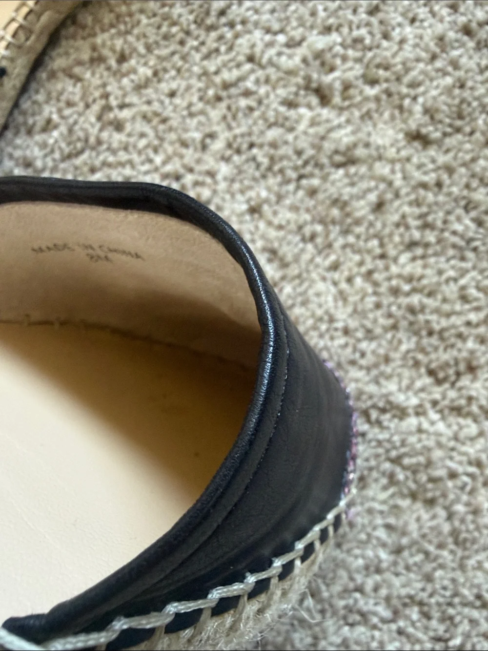 kate spade Black Espadrille Flats with Multicolor Glitter Toe Caps